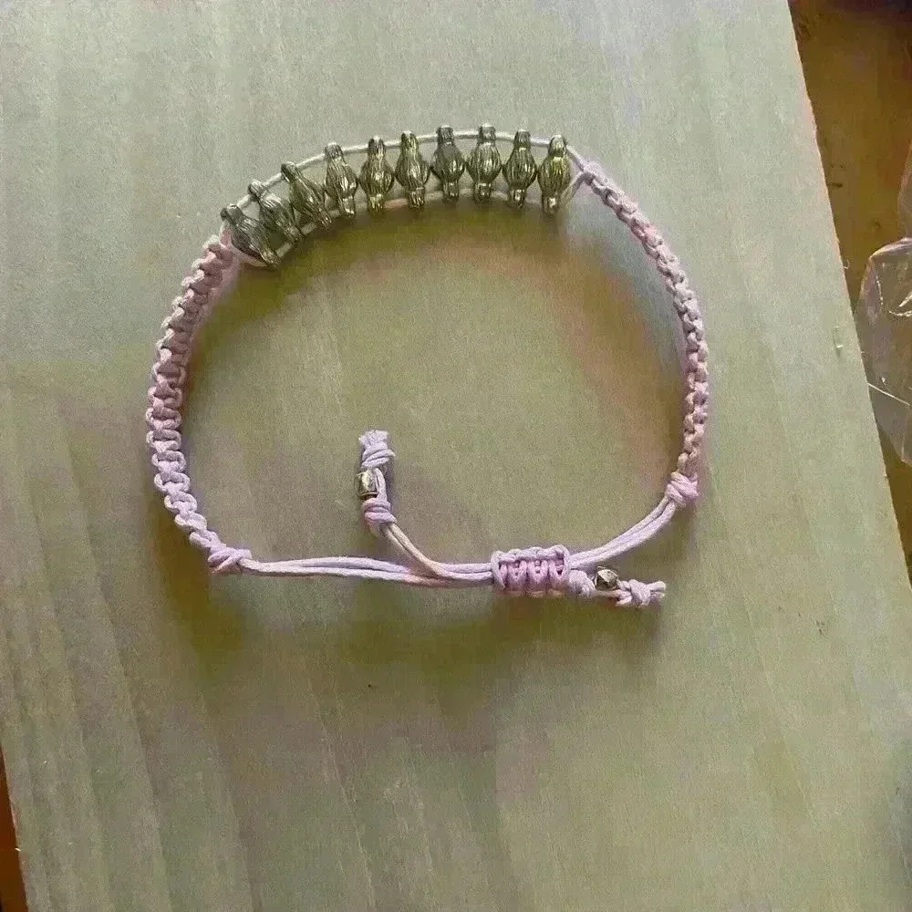 diamond strand on pink ties bracelet - Picture 5 of 9